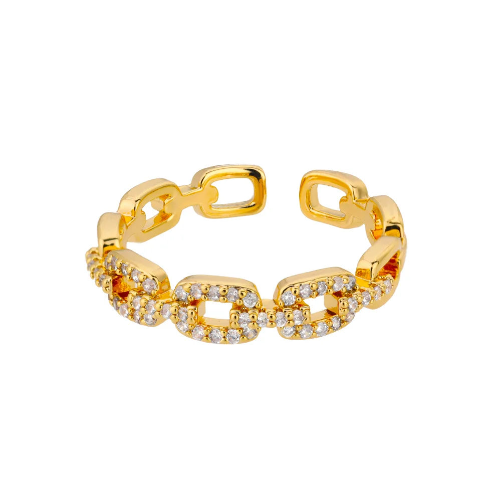 Luxe Link Sparkle Ring - 18k gold plating (resizable)
