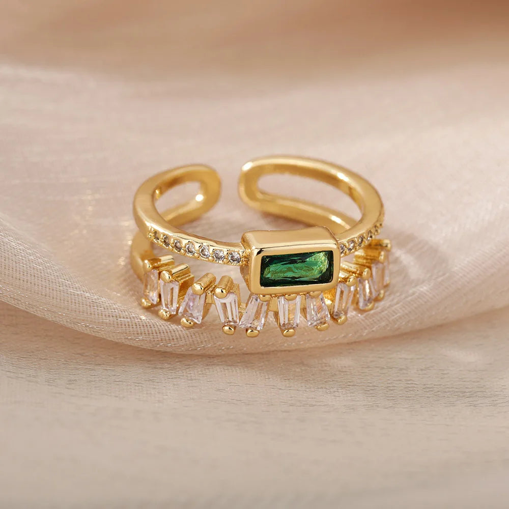 Emerald Grace Twin-Band Ring