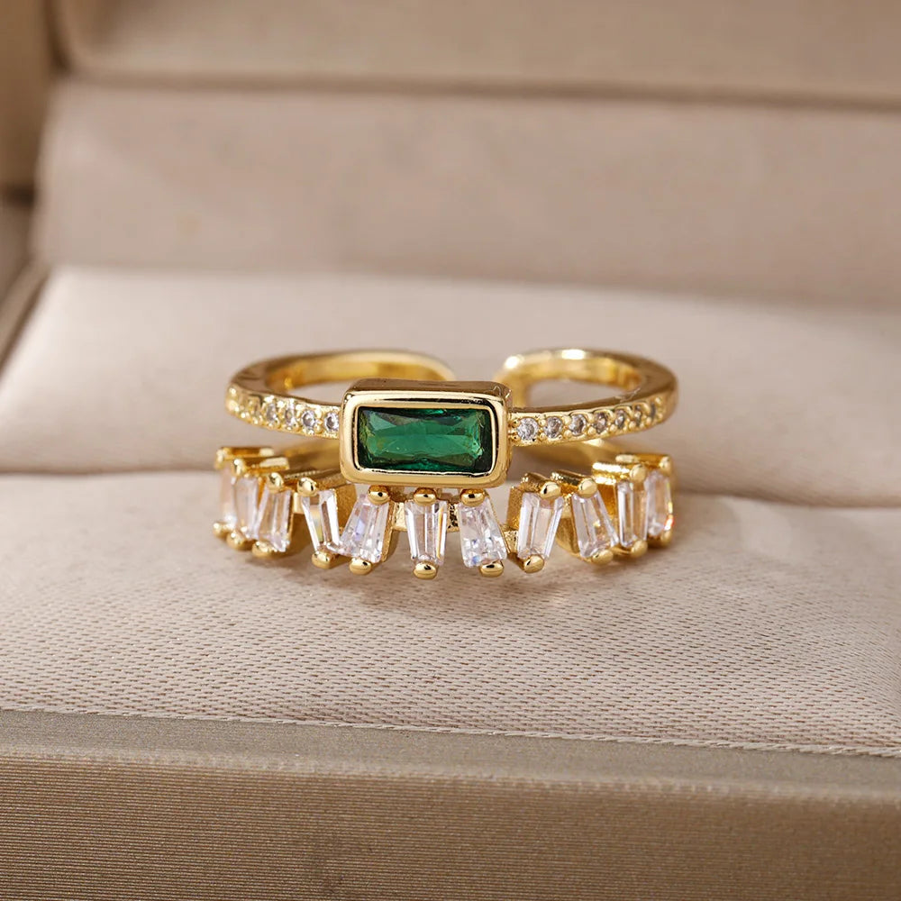 Emerald Grace Twin-Band Ring