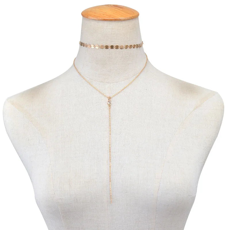 Silver Aura Layered Lariat Necklace