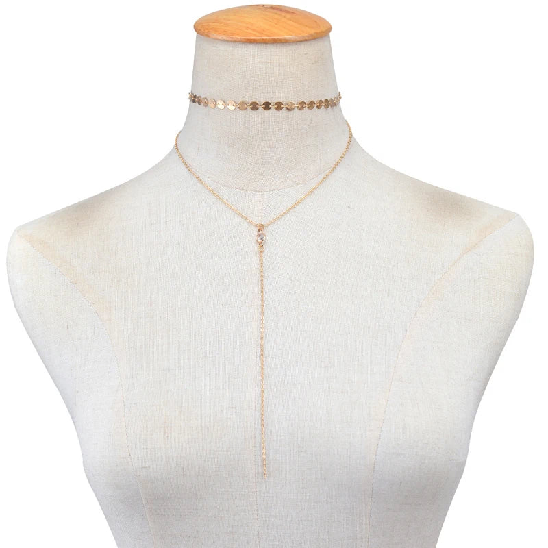 Silver Aura Layered Lariat Necklace