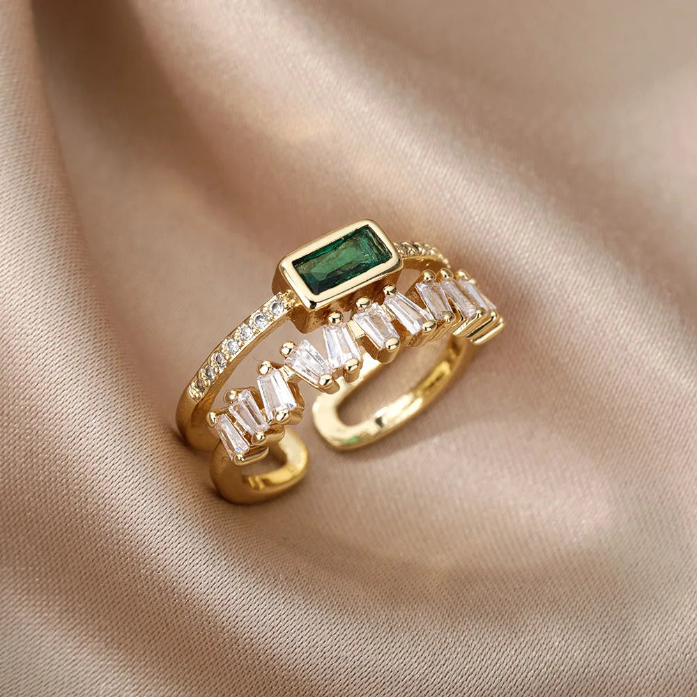 Emerald Grace Twin-Band Ring