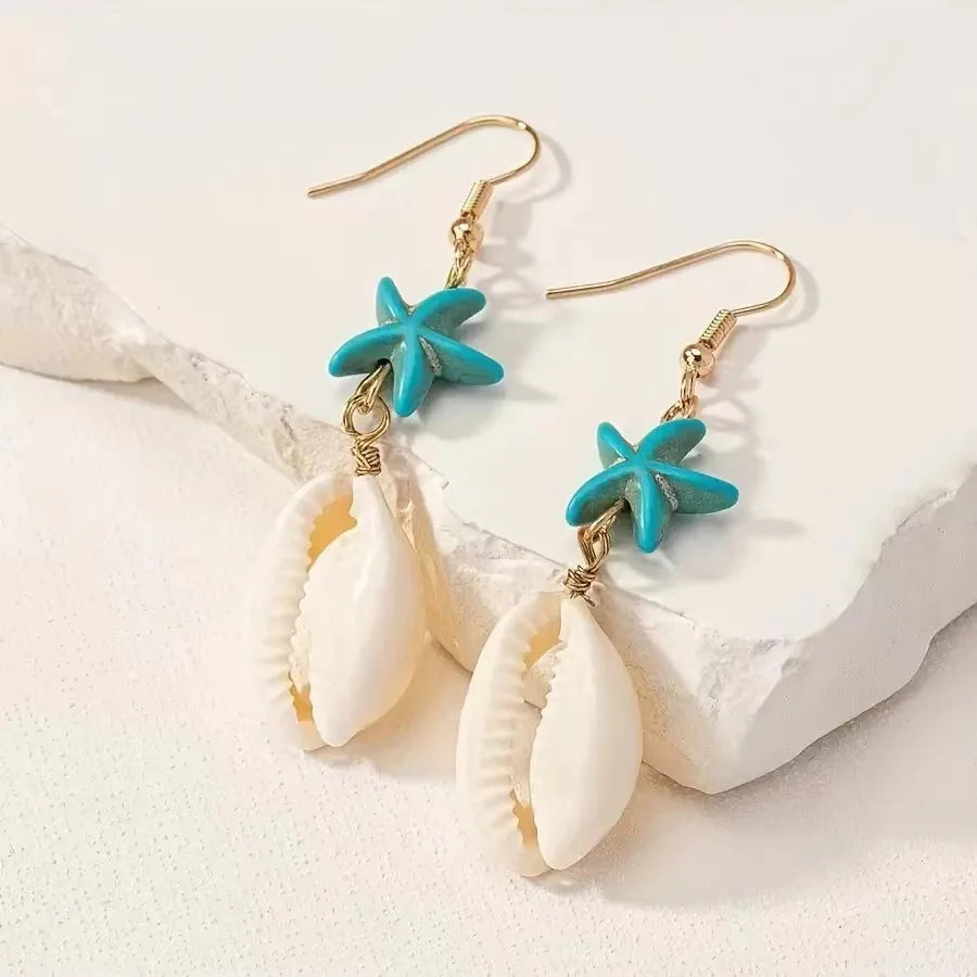 Ocean Breeze Starfish Shell Earrings