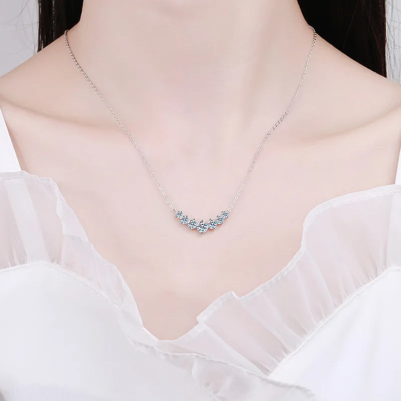 Luxe Moissanite Crescent Necklace