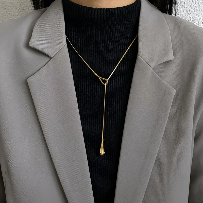 Luxe Droplet Lariat Necklace
